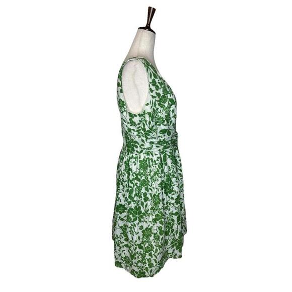 Blair Waldorf Green Floral Belted Design Sleeveless A Line Dress - Picture 4 of 7